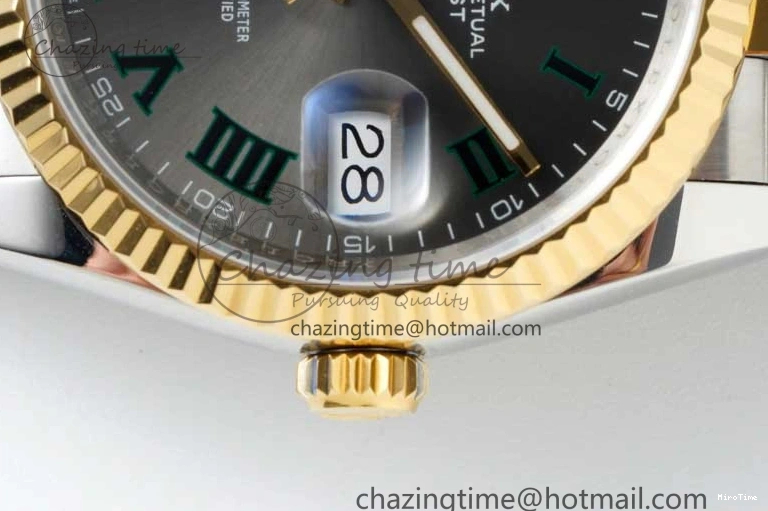 MiroTime 0215 UrbanChic DateJust 36mm SS YG DIWF 1:1 Best Edition 904L Steel Gray Dial Green Markers on Jubilee Bracelet SA 2309